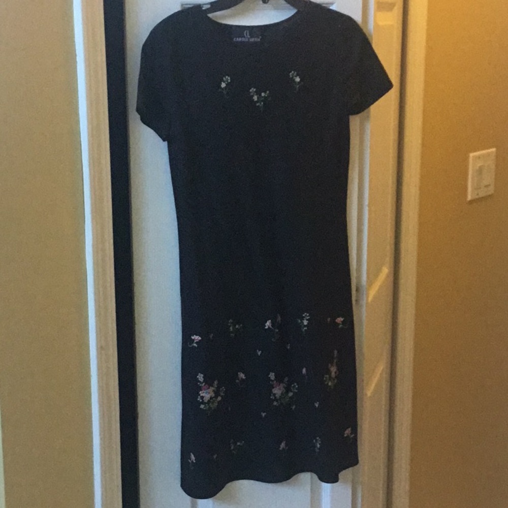 Carole Little Linen cross-stitch detailed dress